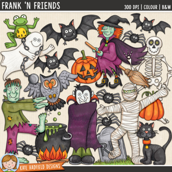 Preview of Halloween Clip Art: Frank 'n Friends (Kate Hadfield Designs)