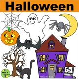 Halloween Clipart Haunted House and Friends