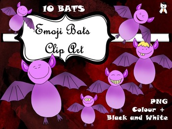 Preview of Halloween Clip Art - Funny Emoji Bats 