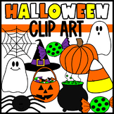 Halloween Clip Art Ghost Pumpkin Spider Cauldron Candy Web