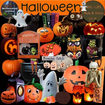Preview of Halloween Clip Art Photo & Artistic Digital Stickers BIG 72 image set