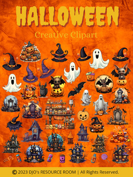 Preview of Halloween Clip Art, Pumpkins, Ghosts, Bats and More  {Creative Clipart}