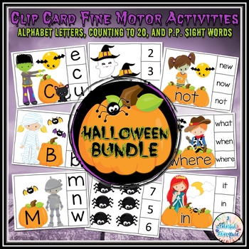 Halloween Clip Cards | Counting 1-20 | Alphabet Letters | Pre-Primer ...