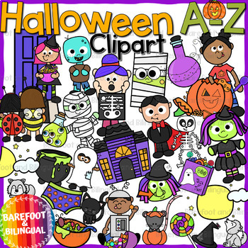 Halloween Clipart A to Z | Halloween Beginning Sounds Clipart | TpT