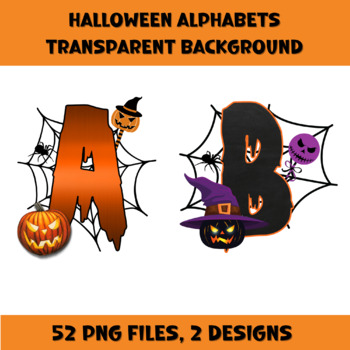 Preview of Halloween Clipart Alphabet PNG Transparent Background