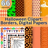 Halloween Clipart Bundel - Backgrounds, Digital Papers, Bo