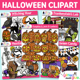 Halloween Clipart Bundle: Witch, Pumpkin, Frankenstein Cli