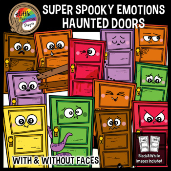 Preview of Halloween Clipart | Emotions and Feelings | Haunted House Door Faces