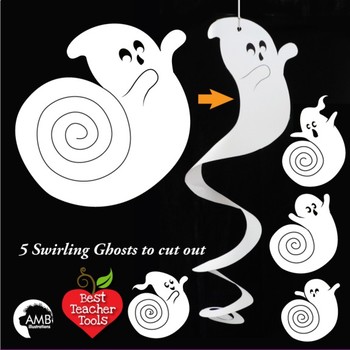 Halloween Clipart, Ghosts Clipart, Swirling Ghost Printable, AMB-2259