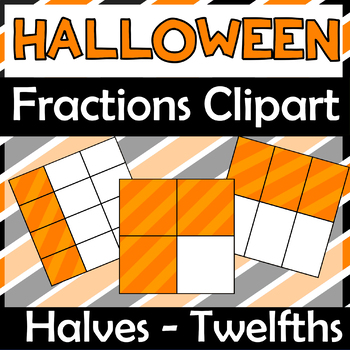 Preview of Halloween Clipart - Orange Square Fractions from 1 whole to twelfths