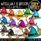 Halloween Clipart - Rainbow Clipart Witch Hats and Brooms