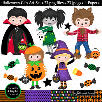 Preview of Halloween Clipart / Trick or Treat Theme / Witch / Pumpkin / Dracula (C29)