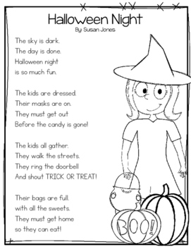 Halloween Close Read and Poem by Susan Jones | TPT