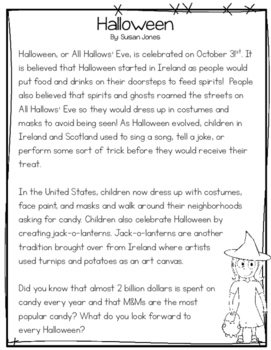Halloween Close Read and Poem by Susan Jones | TPT