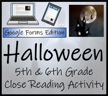 Preview of Halloween Close Reading Activity Digital & Print | 5th & 6th Grade