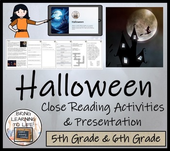 Preview of Halloween Close Reading Comprehension Activity | 5th Grade & 6th Grade