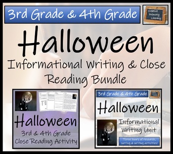 Preview of Halloween Close Reading & Informational Writing Bundle 3rd Grade & 4th Grade