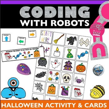 Preview of Halloween Coding Activity Bee Bot Robot Mouse Mat Activities Fall Printable Maze