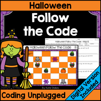 Preview of Halloween Coding Unplugged - Follow the Code | Printable & Digital