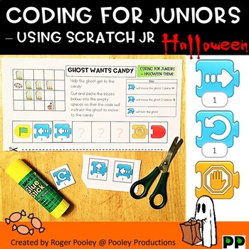 Preview of Halloween Coding for Juniors – Using Scratch Jr, teacher notes, answer key