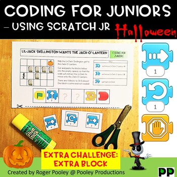 Preview of Halloween Coding for Juniors -Using Scratch Jr, 1 block extra, answer key, notes