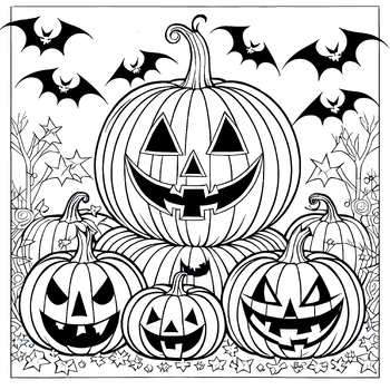 Halloween Collaborative Coloring Poster. Enlarged Printable Templates