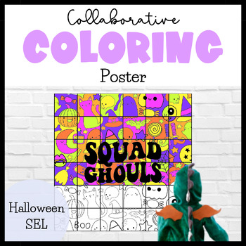 Preview of Halloween Collaborative Poster | October Coloring Page Activities