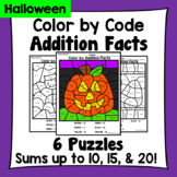 Halloween Color By Addition Facts: Sums up to 10, 15, & 20