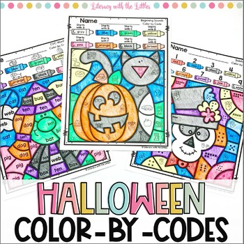 Preview of Halloween Color By Code Activities | Addition Sight Words Subitizing CVC & More