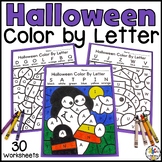 Halloween Color By Letter Recognition Worksheets  - Hallow