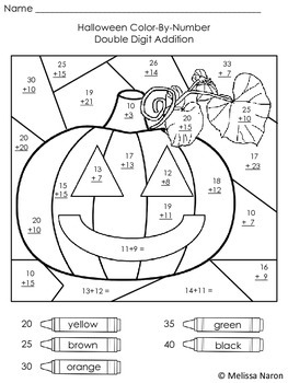 Halloween Color-By-Number (Addition) by Differentiation Destination