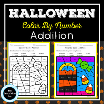 Halloween Color By Number Addition by The Little Mom Aid | TPT