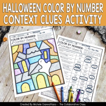Preview of Halloween Reading Activity | Color By Number | Context Clues Activity
