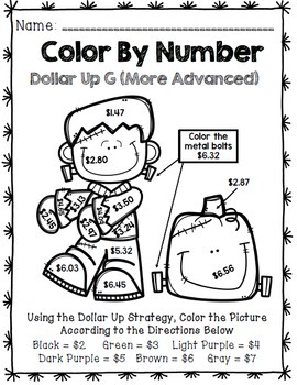 Halloween Color By Number - Dollar Up - Special Education - Math - Shopping