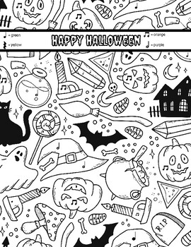 Preview of Halloween Color By Number // Music Coloring Sheet // Halloween Music