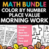 Halloween Color By Number & Place Value Morning Work Black