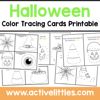 Preview of Halloween Color Tracing Cards Preschool Printable