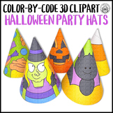 Halloween Color by Code 3D Clipart Party Hats