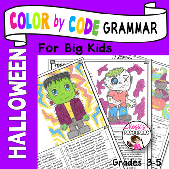 Preview of Halloween Color by Code Grammar