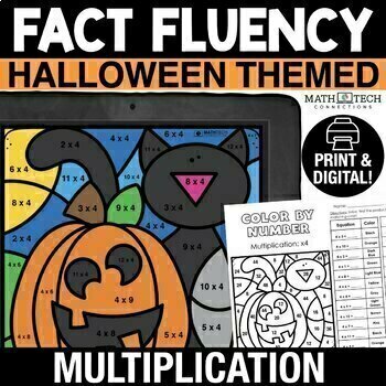 Preview of Halloween Color by Code Halloween Color by Number Multiplication Practice