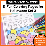 Halloween Color by Code Music Symbol Worksheets
