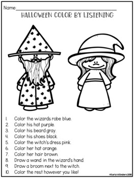 halloween color by listening a following directions activity tpt