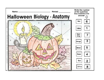 Preview of Halloween Biology Color by Number Pumpkin