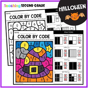Halloween Color by Number Bundle - with Place Value, Time, Fractions ...
