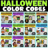 Halloween Color by Number Bundle - with Place Value, Time,