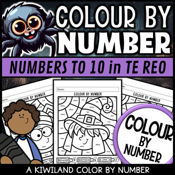 Preview of New Zealand Halloween Colour by Number Code Te Reo Maori Numbers to 10 Fun Math