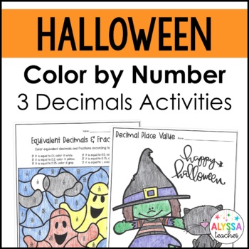 Preview of Halloween Color by Number Decimals