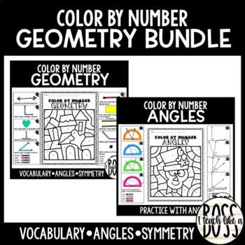 Preview of Halloween Color by Number Geometry Bundle