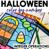 Halloween Color by Number Integer Operations Math 