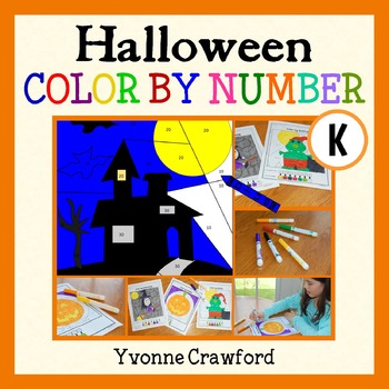 Preview of Halloween Color by Number Kindergarten | Color By Number, Addition and Shapes